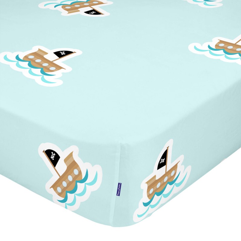 Bettlaken HappyFriday MR FOX Blau Bunt 60 x 120 x 14 cm Piratenschiff