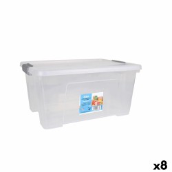 Aufbewahrungsbox mit Deckel Dem Kira Kunststoff Durchsichtig 15 L 40 x 28 x 19 cm (8 Stück)