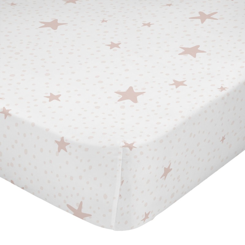 Bettlaken HappyFriday BASIC KIDS Weiß Rosa 60 x 120 x 14 cm Sterne