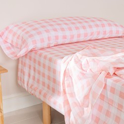 Bettwäsche-Set HappyFriday Basic Kids Vichy Rosa Einzelmatratze 180 x 270 cm 2 Stücke