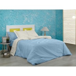 Bettdeckenbezug Alexandra House Living Creme Celeste 220 x 220 cm Reversibel zweifarbig