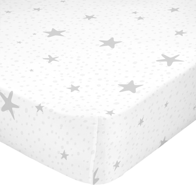 Bettlaken HappyFriday BASIC KIDS Weiß Grau 60 x 120 x 14 cm Sterne