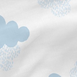 Bettlaken HappyFriday BASIC KIDS Blau Weiß 70 x 140 x 14 cm Wolken