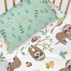 Bettwäsche-Set HappyFriday Moshi Moshi Happy sloth Bunt Babybettchen 2 Stücke