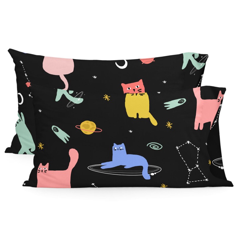 Kissenbezug HappyFriday Aware Cosmic cats Bunt 50 x 75 cm (2 Stück)