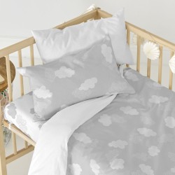 Bettlaken HappyFriday Basic Clouds Grau 60 x 120 x 14 cm