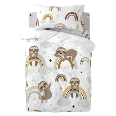 Bettbezug-Set HappyFriday Moshi Moshi Sleepy Sloth Bunt Babybettchen 2 Stücke