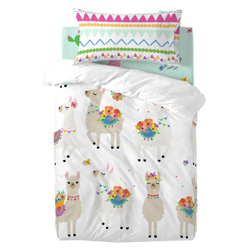 Bettbezug-Set HappyFriday Moshi Moshi Cute Llamas Bunt Babybettchen 2 Stücke