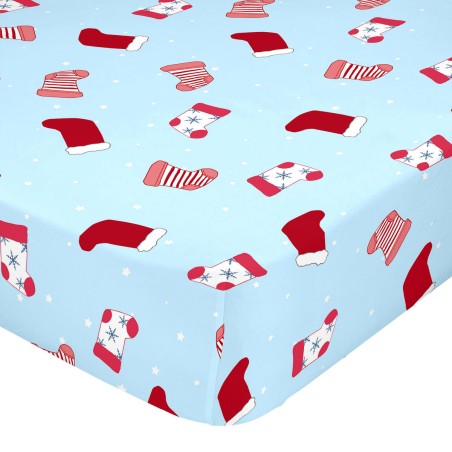 Bettlaken HappyFriday XMAS Blau Bunt 70 x 140 x 14 cm