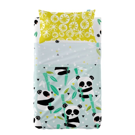 Bettwäsche-Set HappyFriday Moshi Moshi Panda garden blue Blau 2 Stücke